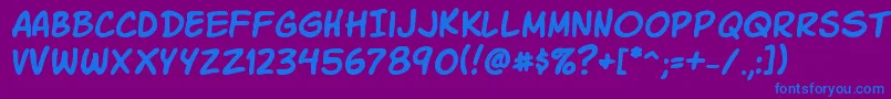 Komikask Font – Blue Fonts on Purple Background