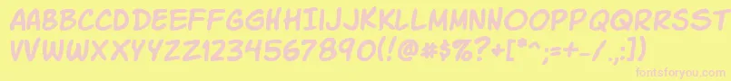 Czcionka Komikask – różowe czcionki na żółtym tle