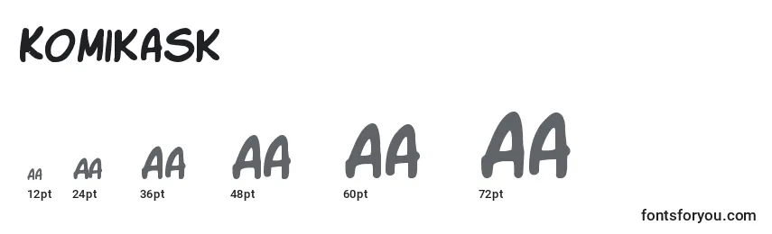 Размеры шрифта Komikask