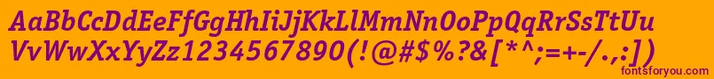 OfficinaserifstdBolditalic-fontti – violetit fontit oranssilla taustalla