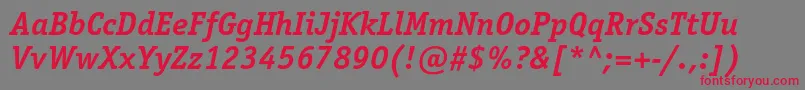 OfficinaserifstdBolditalic Font – Red Fonts on Gray Background