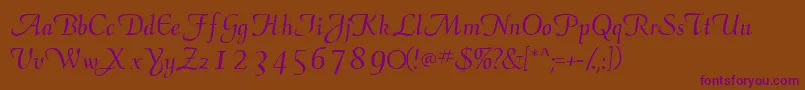 Elegansscriptssk Font – Purple Fonts on Brown Background