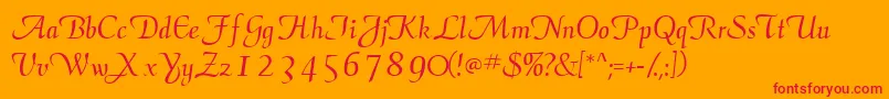 Elegansscriptssk-Schriftart – Rote Schriften auf orangefarbenem Hintergrund