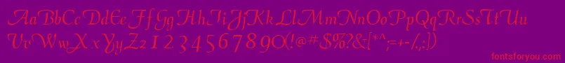 Elegansscriptssk-Schriftart – Rote Schriften auf violettem Hintergrund