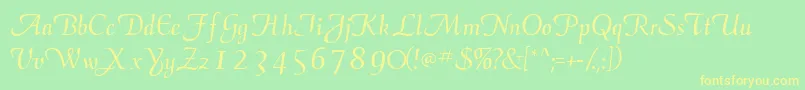Fonte Elegansscriptssk – fontes amarelas em um fundo verde