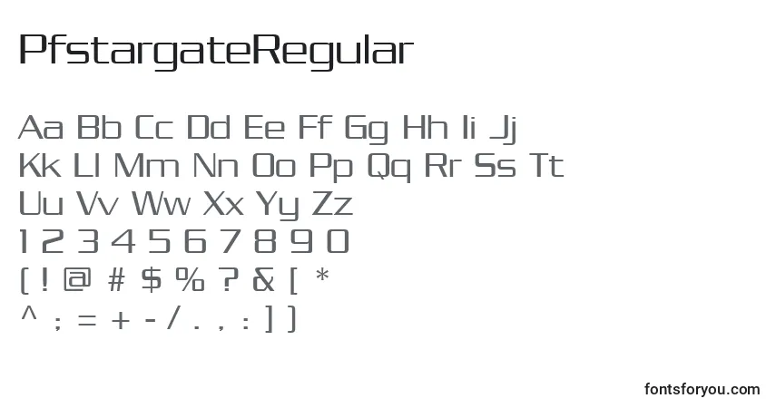 Schriftart PfstargateRegular – Alphabet, Zahlen, spezielle Symbole