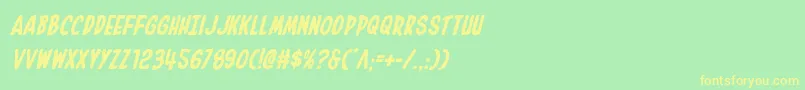 フォントInhouseeditionital – 黄色の文字が緑の背景にあります