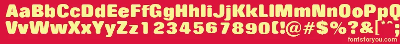 RollingnooneExtrabold-Schriftart – Gelbe Schriften auf rotem Hintergrund