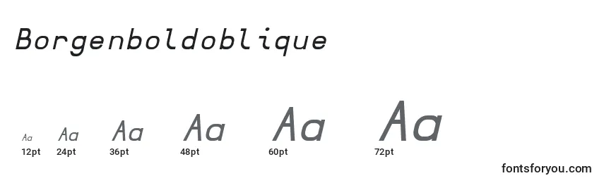 Größen der Schriftart Borgenboldoblique (108580)