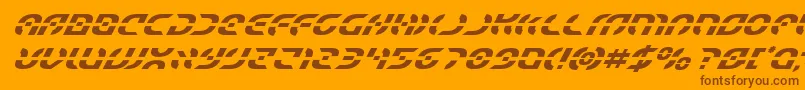 Saiba mais sobre a fonte Starfightersuperital Fonte Starfightersuperital – fontes marrons em um fundo laranja