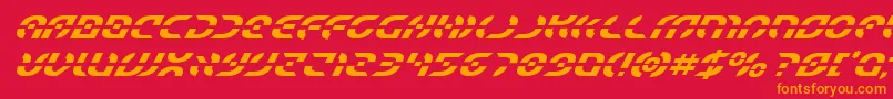 Weitere Informationen zur Starfightersuperital-Schriftart Starfightersuperital-Schriftart – Orangefarbene Schriften auf rotem Hintergrund