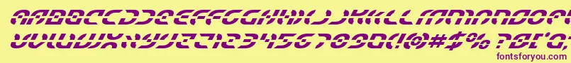 Starfightersuperital Font – Purple Fonts on Yellow Background