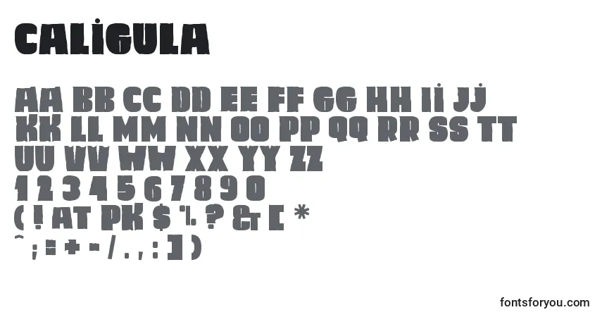 Schriftart Caligula – Alphabet, Zahlen, spezielle Symbole