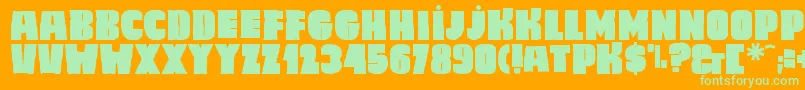 Caligula-Schriftart – Grüne Schriften auf orangefarbenem Hintergrund