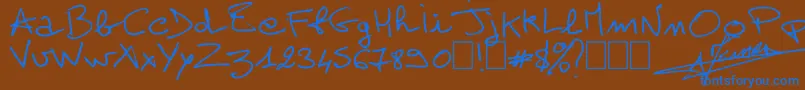 AlainPerso Font – Blue Fonts on Brown Background
