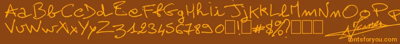 AlainPerso Font – Orange Fonts on Brown Background