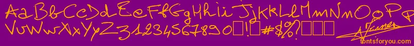 Шрифт AlainPerso – оранжевые шрифты на фиолетовом фоне
