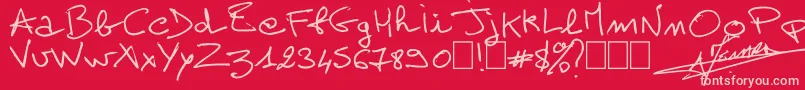 AlainPerso-Schriftart – Rosa Schriften auf rotem Hintergrund