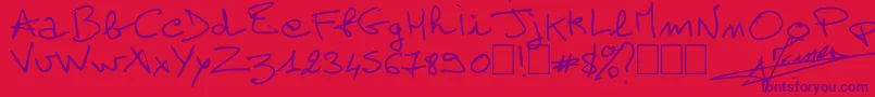 Шрифт AlainPerso – фиолетовые шрифты на красном фоне