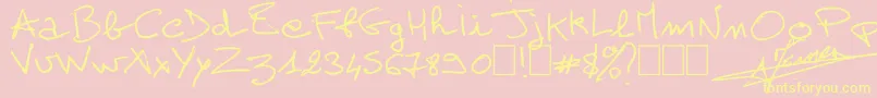 Шрифт AlainPerso – жёлтые шрифты на розовом фоне
