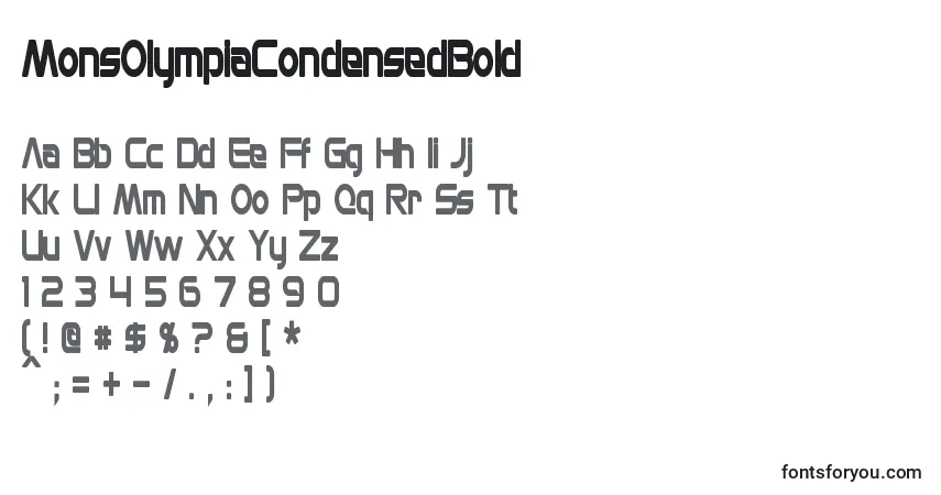 Schriftart MonsOlympiaCondensedBold – Alphabet, Zahlen, spezielle Symbole