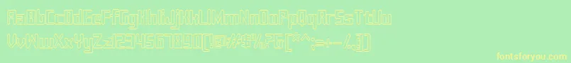 フォントSujeta Outline – 黄色の文字が緑の背景にあります