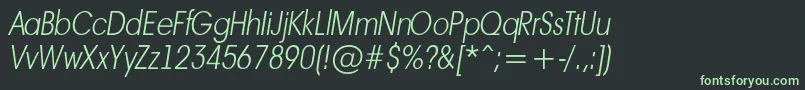 AAvanteltnrThinitalic-fontti – vihreät fontit mustalla taustalla