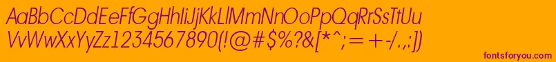 AAvanteltnrThinitalic Font – Purple Fonts on Orange Background