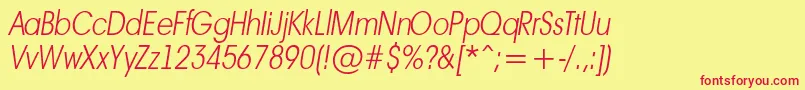 AAvanteltnrThinitalic Font – Red Fonts on Yellow Background