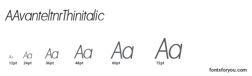 Tamaños de fuente AAvanteltnrThinitalic