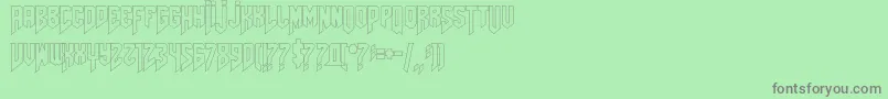 Amazdoomleftoutline-Schriftart – Graue Schriften auf grünem Hintergrund