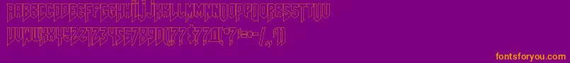 Amazdoomleftoutline-fontti – oranssit fontit violetilla taustalla