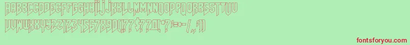 Amazdoomleftoutline Font – Red Fonts on Green Background