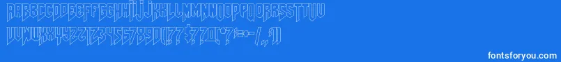 Fonte Amazdoomleftoutline – fontes brancas em um fundo azul