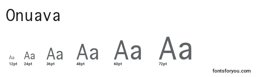 Размеры шрифта Onuava