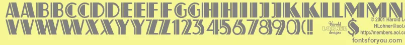 Atlassol-fontti – harmaat kirjasimet keltaisella taustalla