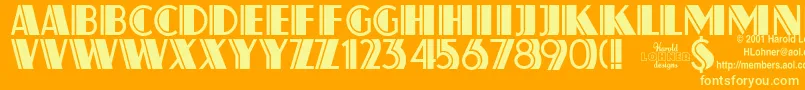 Atlassol-Schriftart – Gelbe Schriften auf orangefarbenem Hintergrund