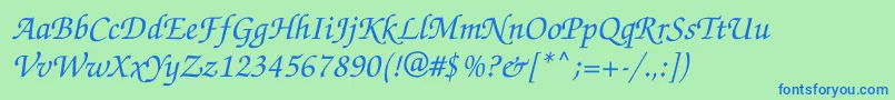 ZapfchanceryttItalic Font – Blue Fonts on Green Background
