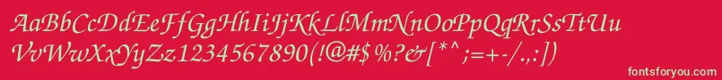ZapfchanceryttItalic Font – Green Fonts on Red Background