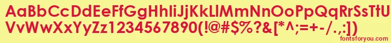 CenturyGothicBold-fontti – punaiset fontit keltaisella taustalla