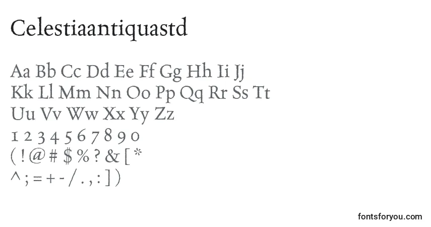 A fonte Celestiaantiquastd – alfabeto, números, caracteres especiais