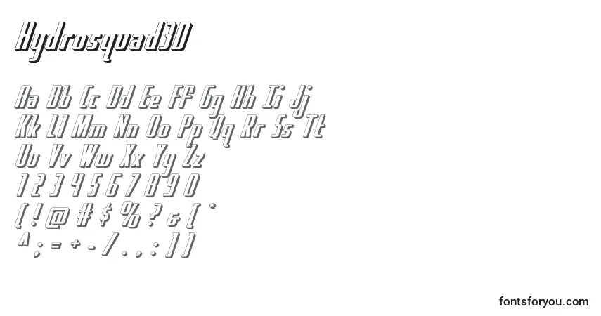 Czcionka Hydrosquad3D – alfabet, cyfry, specjalne znaki