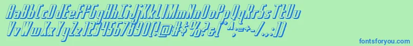 Hydrosquad3D-Schriftart – Blaue Schriften auf grünem Hintergrund