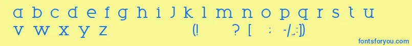 フォントPhobo – 青い文字が黄色の背景にあります。