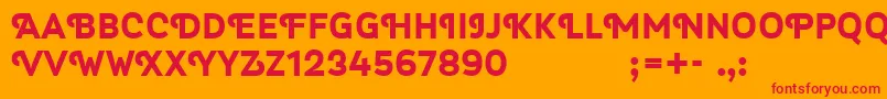 フォントMyra4f – オレンジの背景に赤い文字
