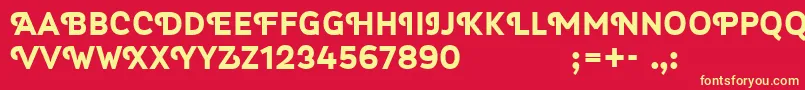 フォントMyra4f – 黄色の文字、赤い背景