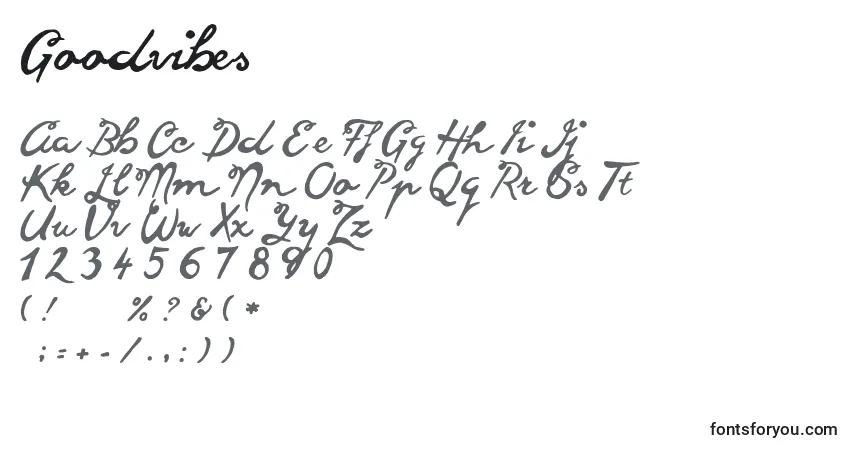 Schriftart Goodvibes (108603) – Alphabet, Zahlen, spezielle Symbole