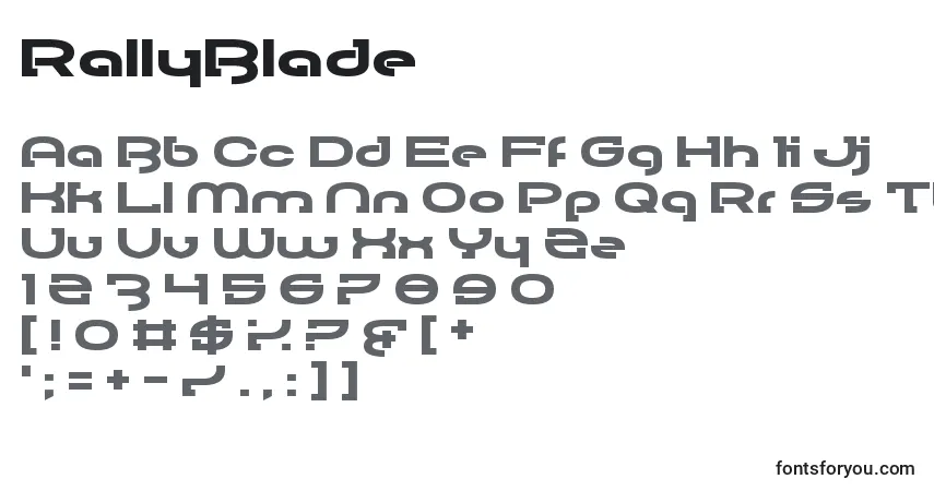 RallyBlade Font – alphabet, numbers, special characters
