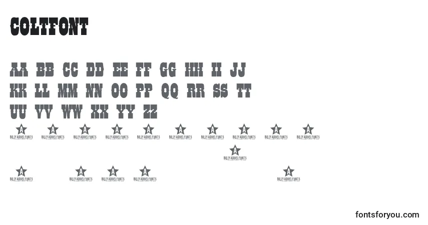 Schriftart Coltfont – Alphabet, Zahlen, spezielle Symbole