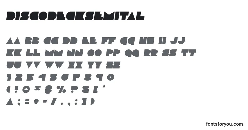 A fonte Discodecksemital – alfabeto, números, caracteres especiais